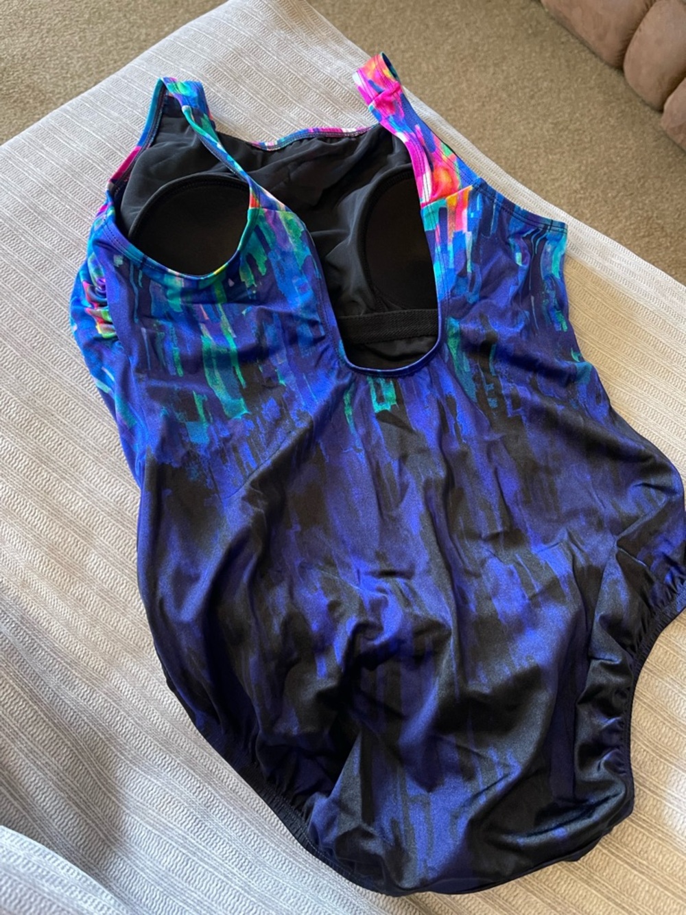 St. John's Bay Vibrant Multicolor One-Piece Swimsuit Size 12 - Picture 5 of 11